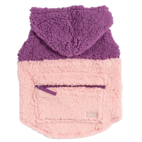 🐶 3 Sizes Available 🐶 New Justice Pet Polyester Sherpa Dog Hoodie, Purple - Picture 6 of 12